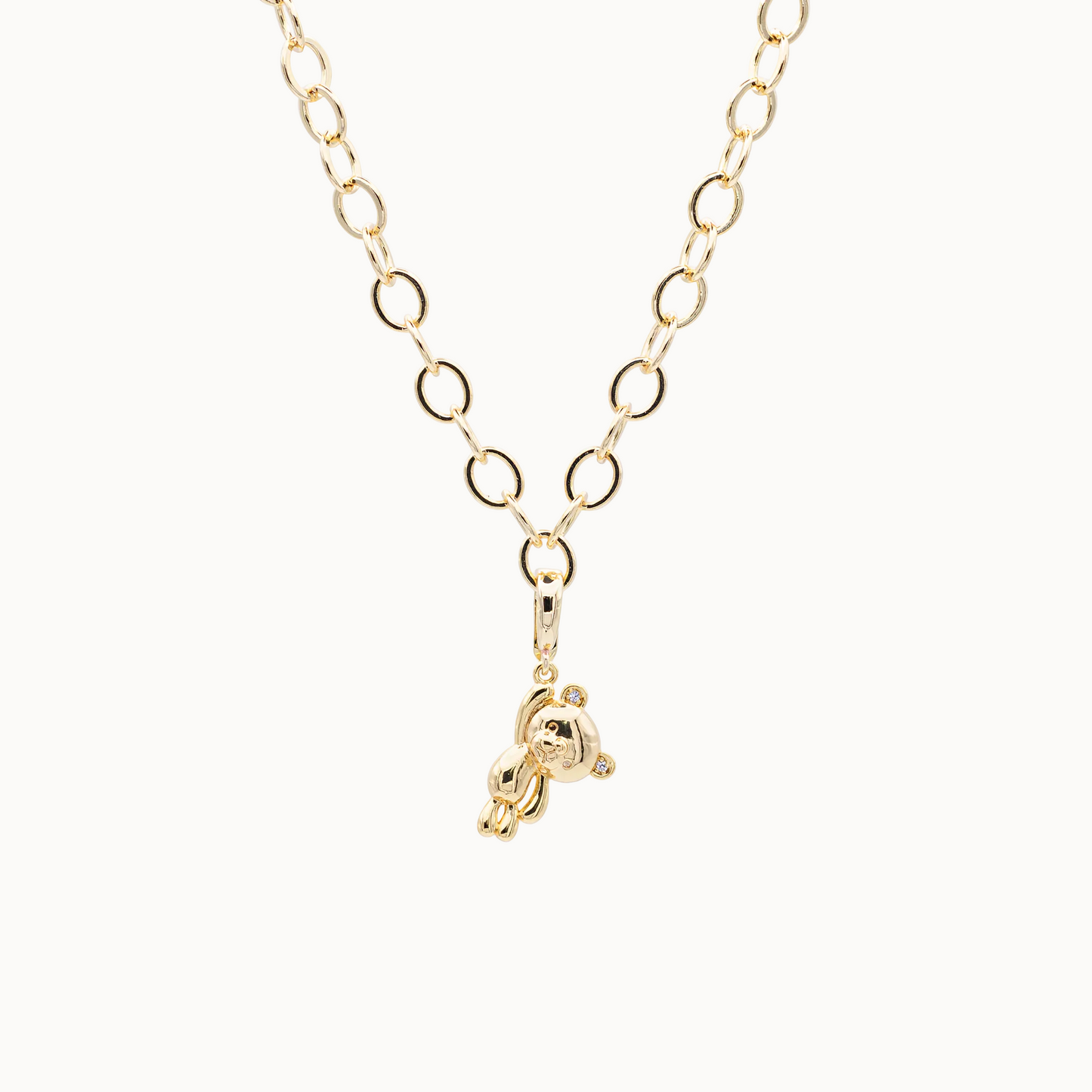 Basiskette mit Charm Bär mit Zirkon Kombinationsbeispiel – modularer Schmuck MAVEMO Elements