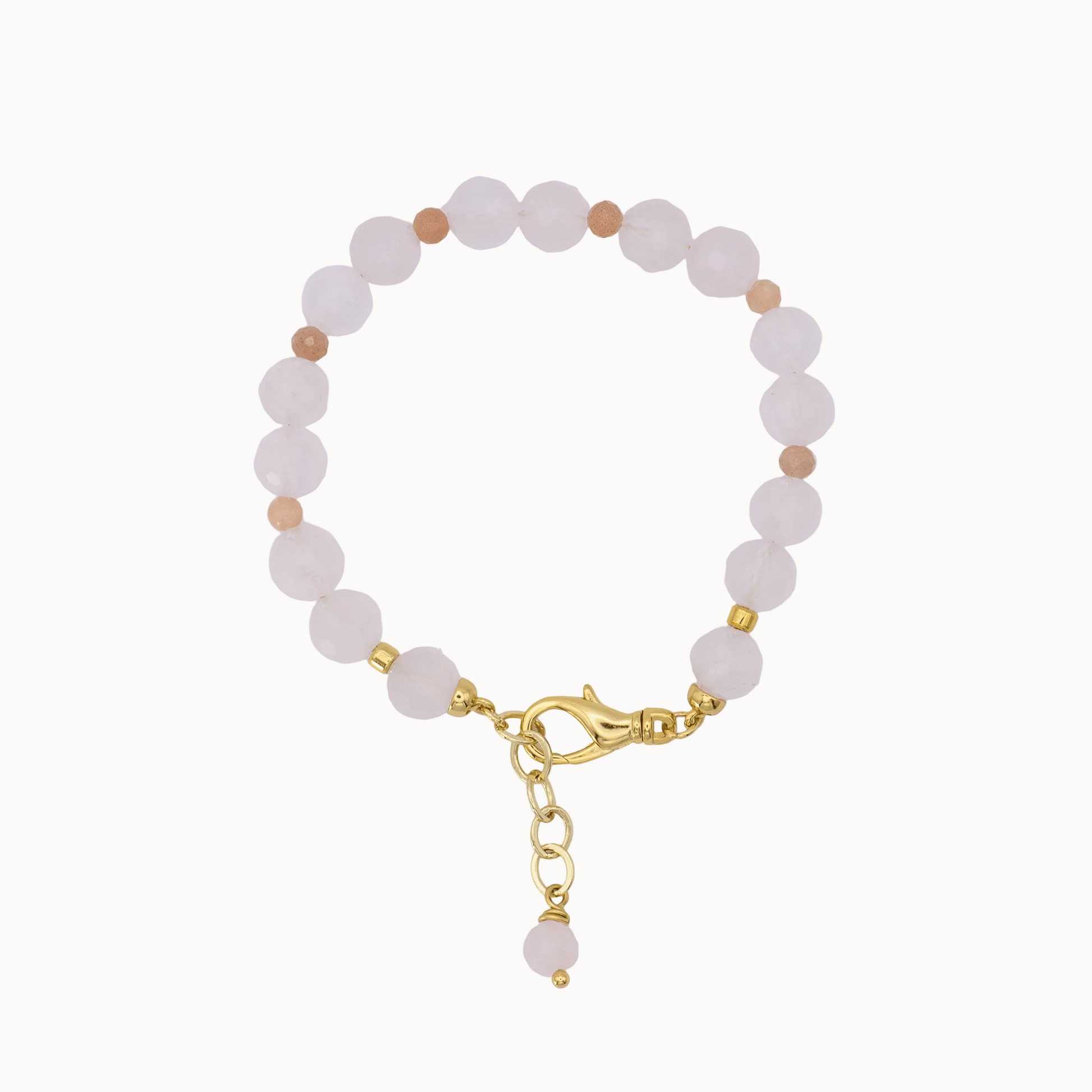MAVEMO Perlenarmband Rosenquarz – facettierte Rosenquarz- und Sonnenstein-Perlen