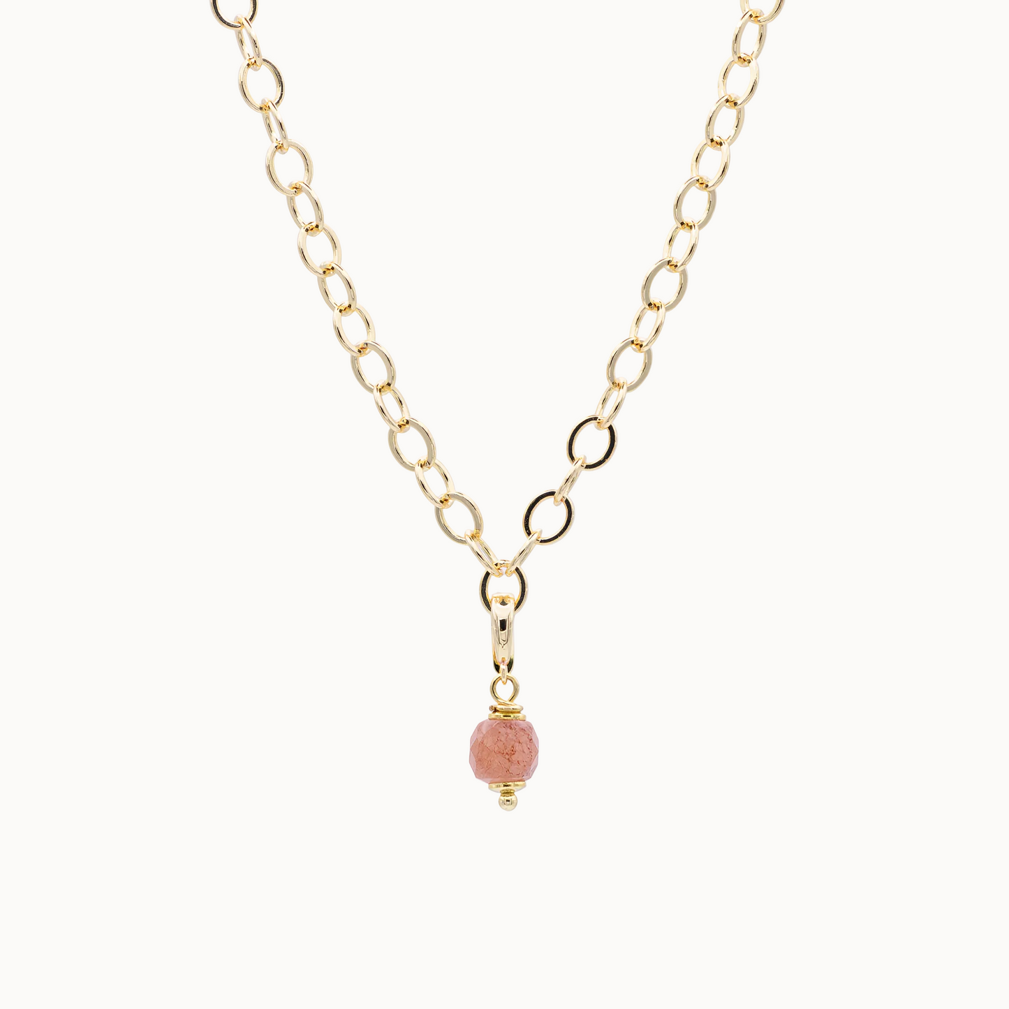 Basiskette mit Charm aus Steinperle in rosa goldfarben – modulares Schmuck MAVEMO Elements