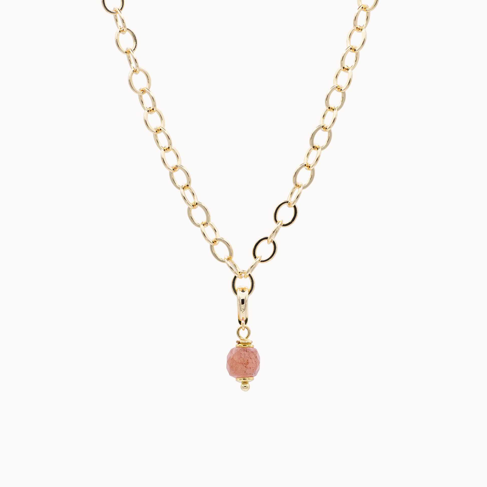 Basiskette mit Charm aus Steinperle in rosa goldfarben – modulares Schmuck MAVEMO Elements