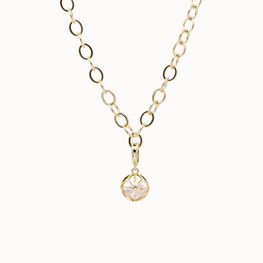 Basiskette mit Charm Käfigkugel mit Zirkon - modulares Schmucksystem MAVEMO